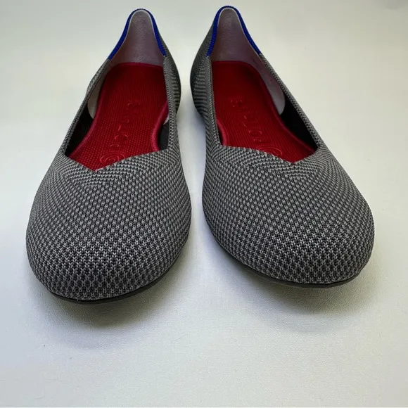 ROTHY'S The Flat Charcoal Knit Fabric Slip On Ballet Flats round toes size W 6.5
