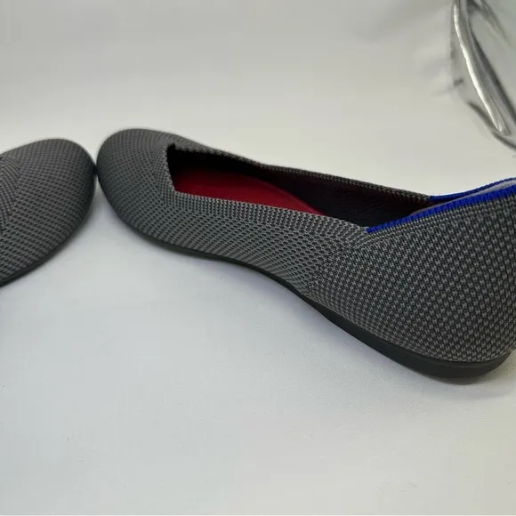 ROTHY'S The Flat Charcoal Knit Fabric Slip On Ballet Flats round toes size W 6.5