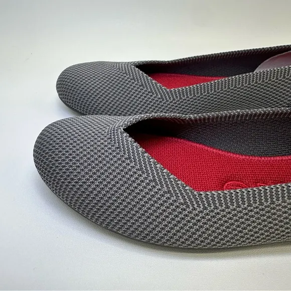 ROTHY'S The Flat Charcoal Knit Fabric Slip On Ballet Flats round toes size W 6.5