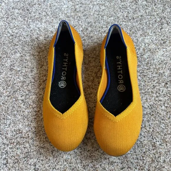 ROTHY'S The Flat in Lemon Drop Ballet Flats Round Toe Slip On US 8.5 RETIRED