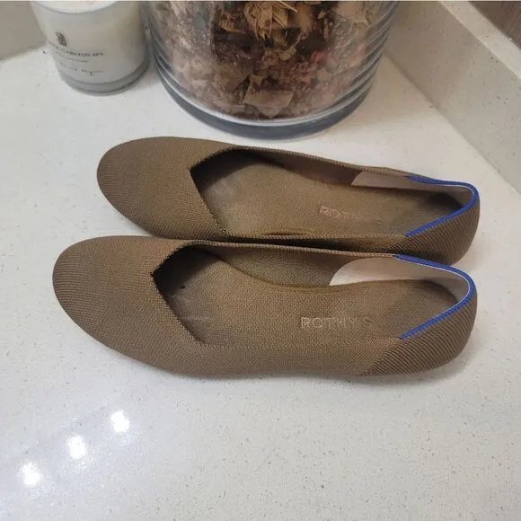Rothy’s The Flat in Portobello Tan Brown Neutral Woven  Flats Round Toe Sz 10