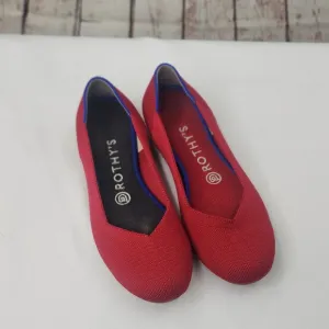 Rothys The Flat Red Ruby Round Toe Slip on Flats Shoes