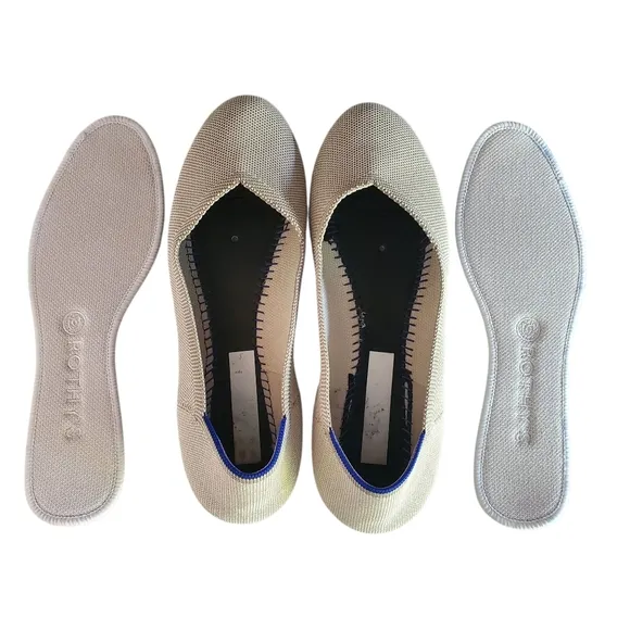 ROTHY'S The Flat 'Retired' Cream Round Toe Slip-On Ballerina Flats Women's SZ 9½