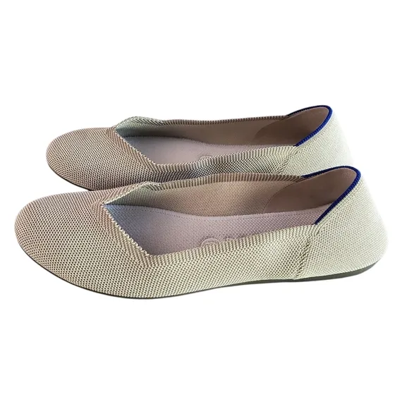 ROTHY'S The Flat 'Retired' Cream Round Toe Slip-On Ballerina Flats Women's SZ 9½