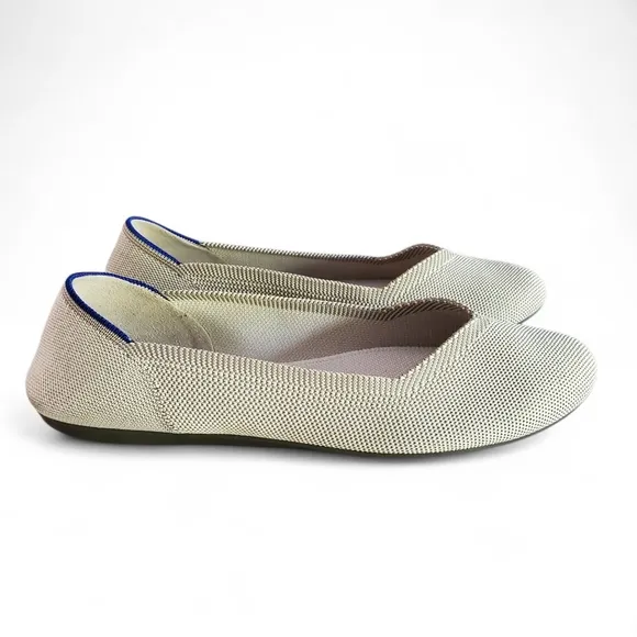 ROTHY'S The Flat 'Retired' Cream Round Toe Slip-On Ballerina Flats Women's SZ 9½