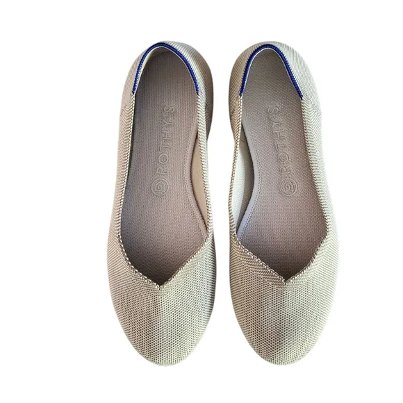 ROTHY'S The Flat 'Retired' Cream Round Toe Slip-On Ballerina Flats Women's SZ 9½