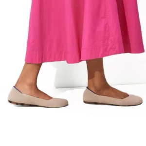 Rothy's The Flat Round Toe Ecru/Beige Knit Slip-On Ballet Flats