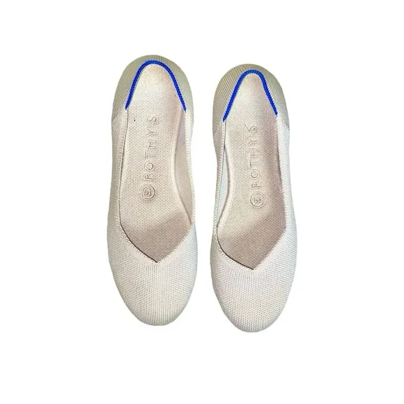 Rothy's The Flat Round Toe Ecru/Beige Knit Slip-On Ballet Flats