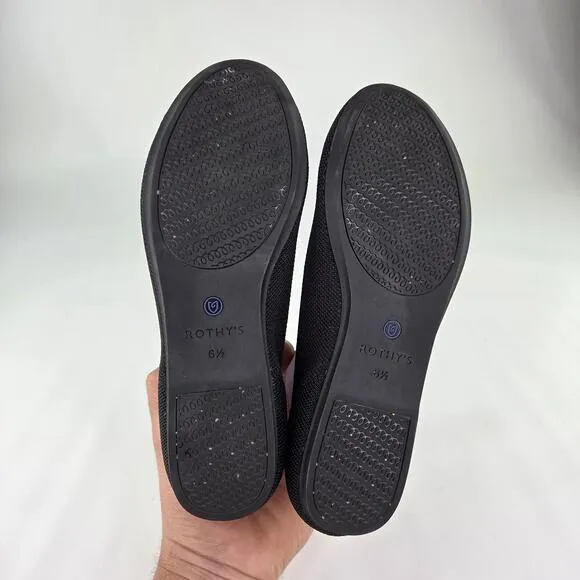 Rothys The Flat Women Black BlueLuxury Flats US 6.5 Round Toe Slip-On Shoes