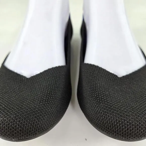 Rothys The Flat Women Black BlueLuxury Flats US 6.5 Round Toe Slip-On Shoes