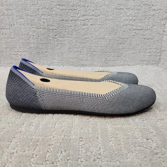 Rothys The Flat Women's Size 9 US Grey Birdseye Round Toe Slip on Flats Shoes