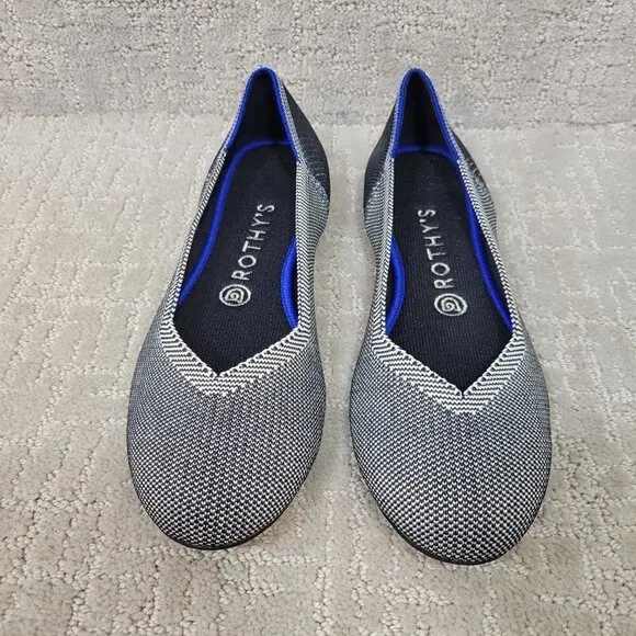 Rothys The Flat Women's Size 9 US Grey Birdseye Round Toe Slip on Flats Shoes
