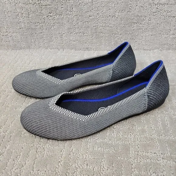 Rothys The Flat Women's Size 9 US Grey Birdseye Round Toe Slip on Flats Shoes