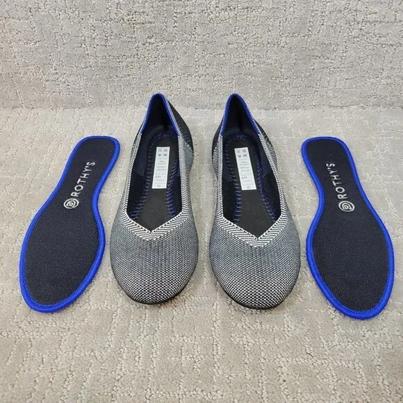 Rothys The Flat Women's Size 9 US Grey Birdseye Round Toe Slip on Flats Shoes