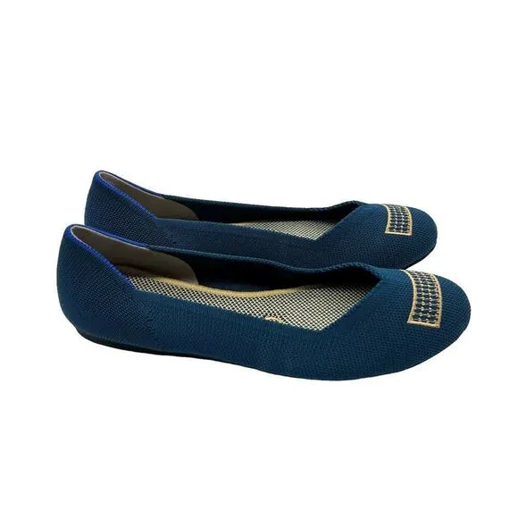 Rothy’s The Flats in Blue Holiday Licorice Women’s Size 6.5