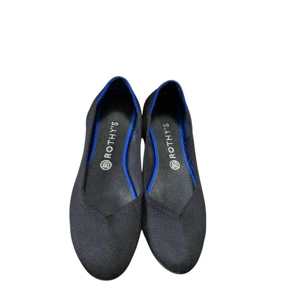 Rothy's The Flats Women's 10 Black Round Toe Slip On Knit Washable Ballet Shoes