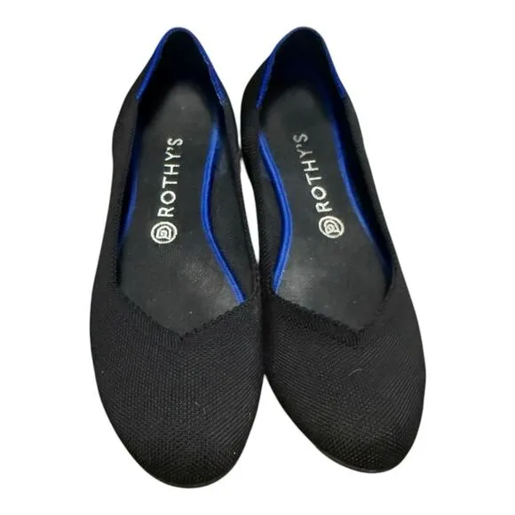 Rothy's The Flats Women's 10 Black Round Toe Slip On Knit Washable Ballet Shoes