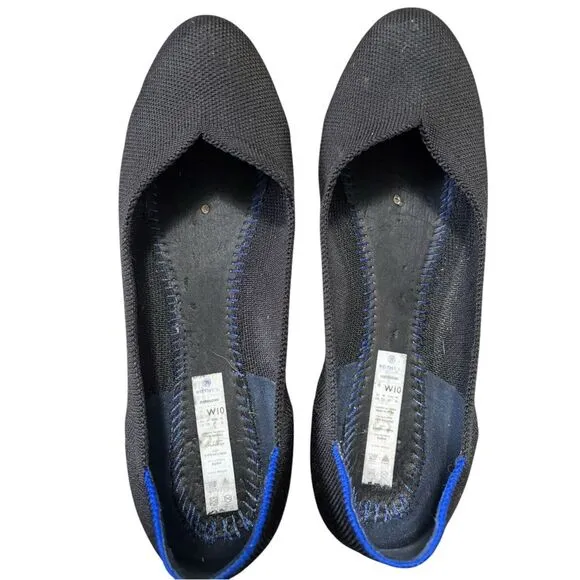 Rothy's The Flats Women's 10 Black Round Toe Slip On Knit Washable Ballet Shoes