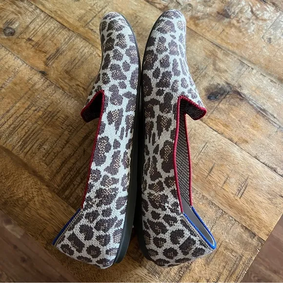 Rothys The Loafer Flats Mocha Spot Cheetah Leopard Print Womens Knit Round 12.5