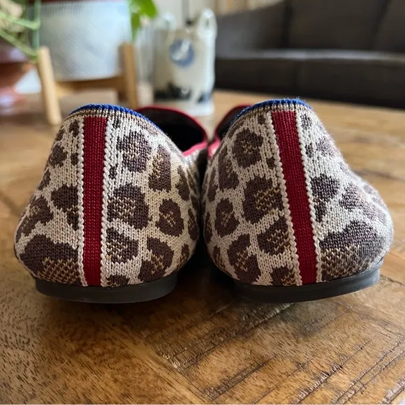 Rothys The Loafer Flats Mocha Spot Cheetah Leopard Print Womens Knit Round 12.5
