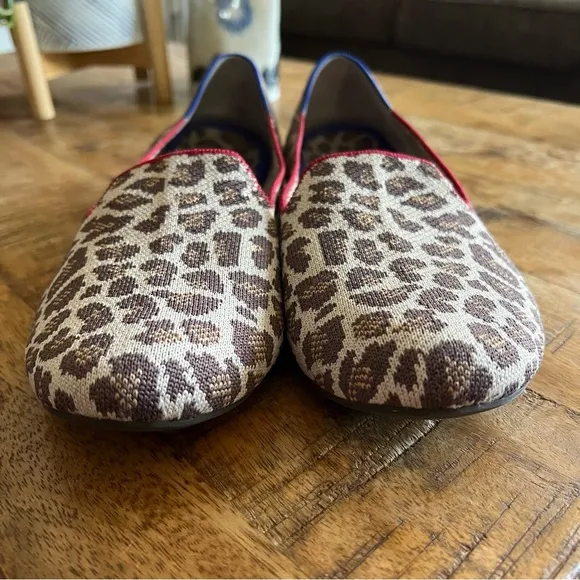 Rothys The Loafer Flats Mocha Spot Cheetah Leopard Print Womens Knit Round 12.5