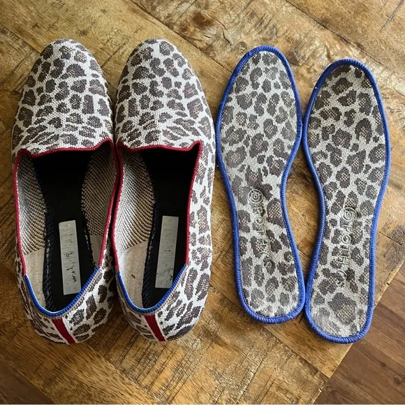 Rothys The Loafer Flats Mocha Spot Cheetah Leopard Print Womens Knit Round 12.5