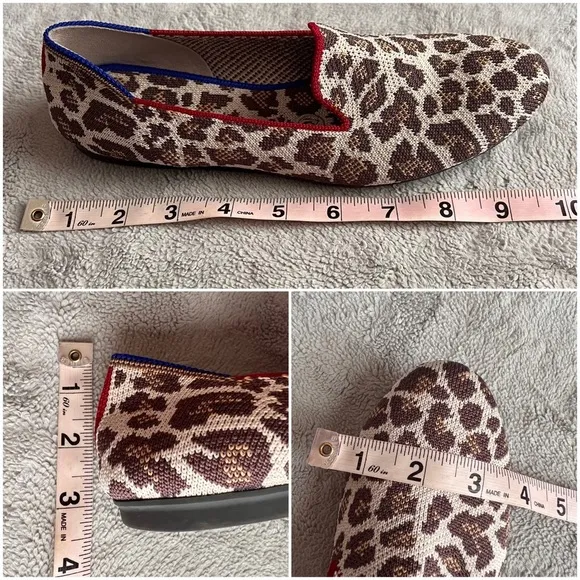 Rothy's The Loafer Mocha Spot Leopard Animal Print Knit Round Toe Flats 6.5