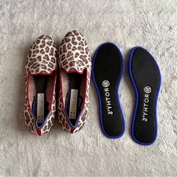 Rothy's The Loafer Mocha Spot Leopard Animal Print Knit Round Toe Flats 6.5