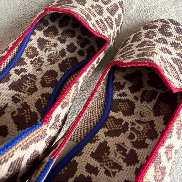 Rothy's The Loafer Mocha Spot Leopard Animal Print Knit Round Toe Flats 6.5