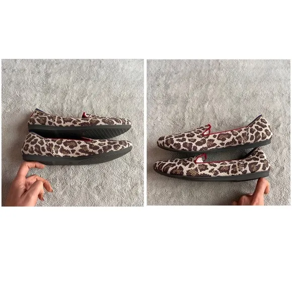 Rothy's The Loafer Mocha Spot Leopard Animal Print Knit Round Toe Flats 6.5