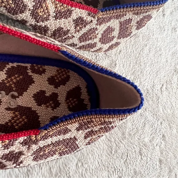 Rothy's The Loafer Mocha Spot Leopard Animal Print Knit Round Toe Flats 6.5
