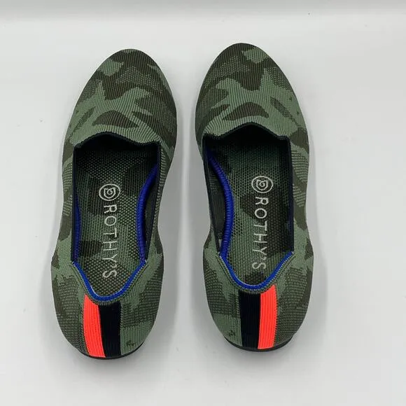 Rothy's The Loafer Olive Camo Green Round Toe Flat Shoes 7.5