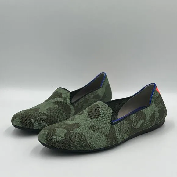 Rothy's The Loafer Olive Camo Green Round Toe Flat Shoes 7.5