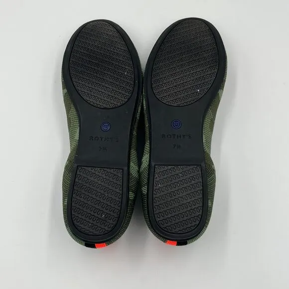 Rothy's The Loafer Olive Camo Green Round Toe Flat Shoes 7.5