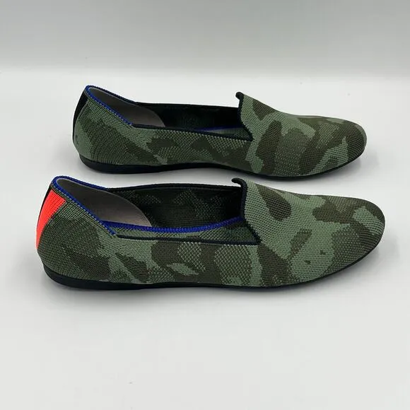 Rothy's The Loafer Olive Camo Green Round Toe Flat Shoes 7.5
