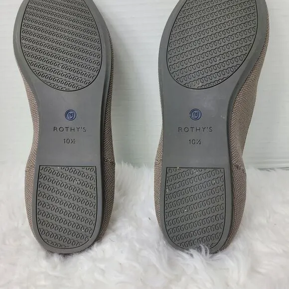 Rothys The Loafer Gray Ballet Flats Size 10.5 Knit Slip On Shoes Round Toe Shoes