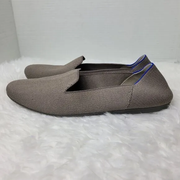 Rothys The Loafer Gray Ballet Flats Size 10.5 Knit Slip On Shoes Round Toe Shoes