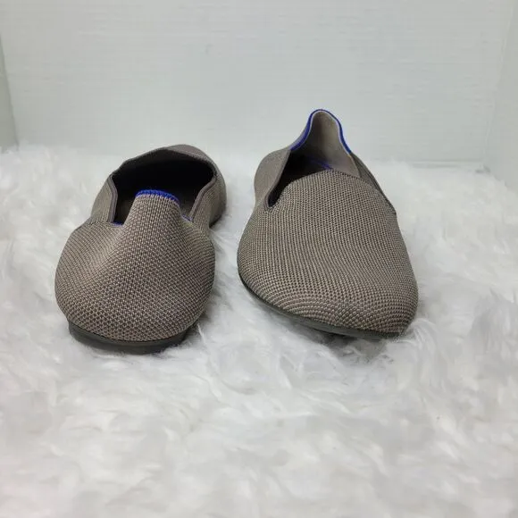 Rothys The Loafer Gray Ballet Flats Size 10.5 Knit Slip On Shoes Round Toe Shoes