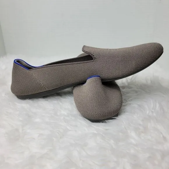 Rothys The Loafer Gray Ballet Flats Size 10.5 Knit Slip On Shoes Round Toe Shoes