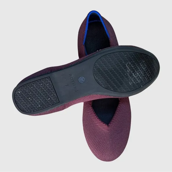 Rothy's The Round Toe Ballet Flats Slip On Knit Purple Shoes US7