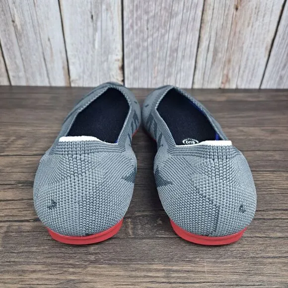 Rothy’s The Round Toe Retired Gray Camo Ballet Flats Women's Sz 7.5 Red Bottoms