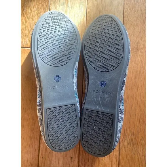 Rothy's, women's grey animal print round toe slip on flats size W7