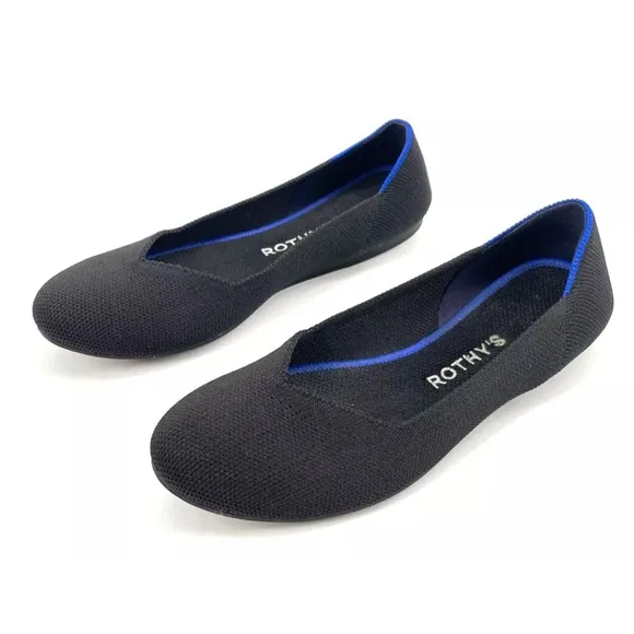 ROTHY’S Women's Round Toe Solid Black Flats Shoes 6.5