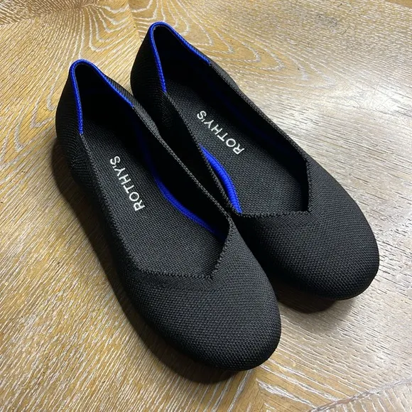 ROTHY’S Women's Round Toe Solid Black Flats Shoes 6.5