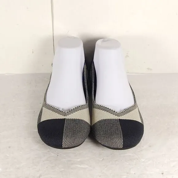 Rothy’s Women’s The Flat US10 Black White Knit Retired Round Toe SlipOn flats
