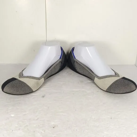 Rothy’s Women’s The Flat US10 Black White Knit Retired Round Toe SlipOn flats