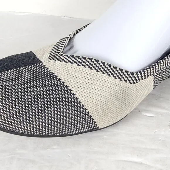 Rothy’s Women’s The Flat US10 Black White Knit Retired Round Toe SlipOn flats