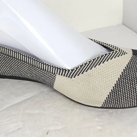 Rothy’s Women’s The Flat US10 Black White Knit Retired Round Toe SlipOn flats
