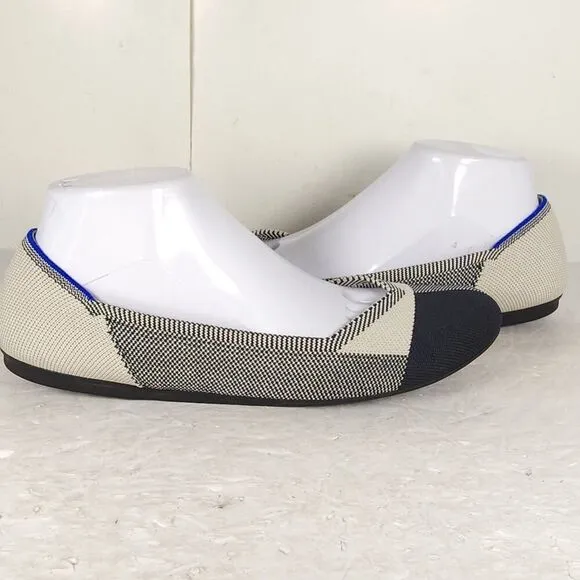 Rothy’s Women’s The Flat US10 Black White Knit Retired Round Toe SlipOn flats