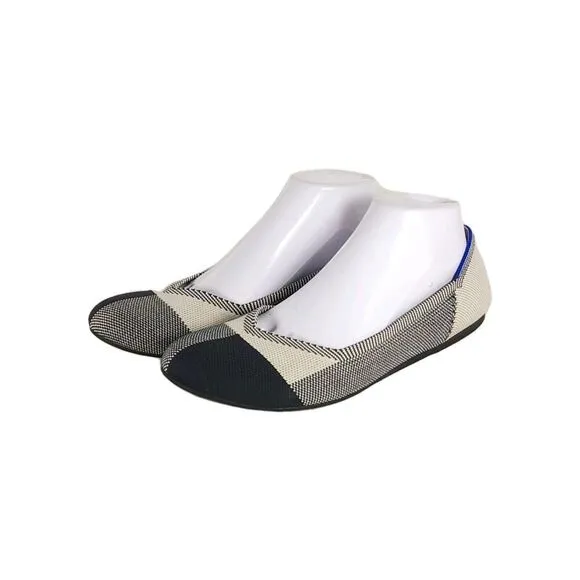 Rothy’s Women’s The Flat US10 Black White Knit Retired Round Toe SlipOn flats